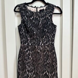 Aqua Dresses Stretch Black Lace Tan Shell Size 4 (Runs Small)
